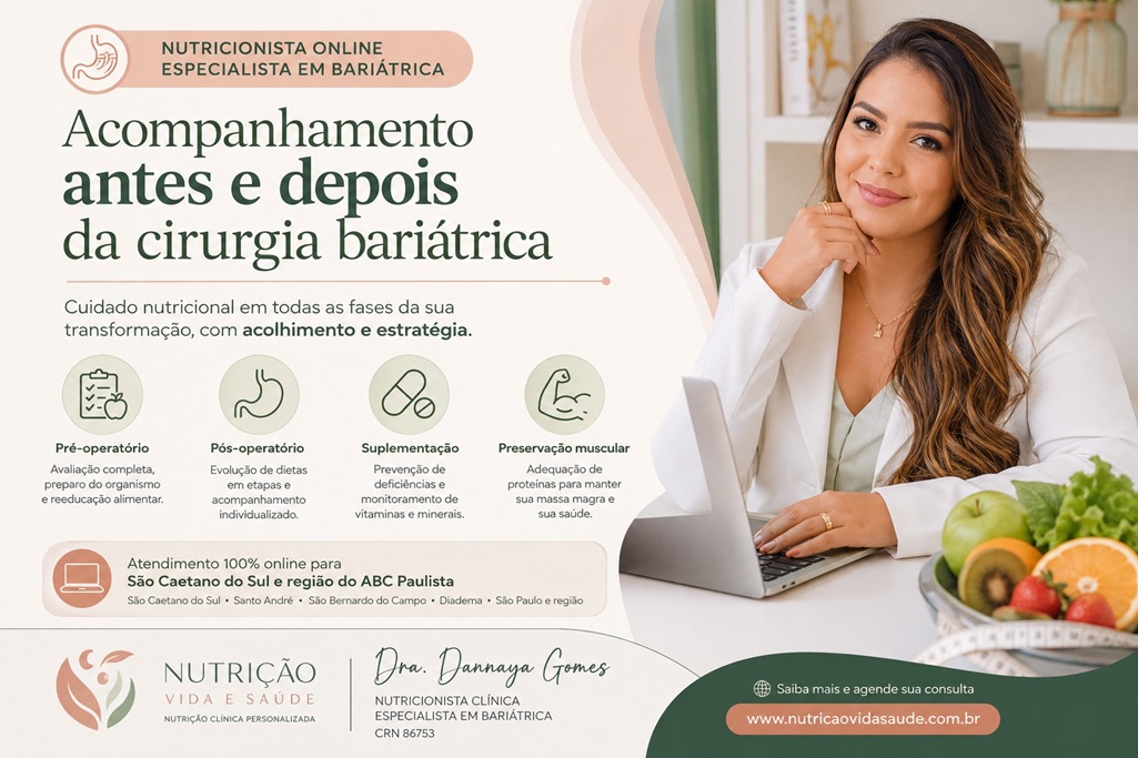 Nutricionista online Bariátrica: Acompanhamento Antes e Depois da Cirurgia em São Caetano do Sul e Região