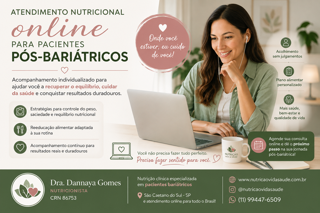Nutricionista Bariátrica Online em São Caetano do Sul: Atendimento Personalizado para Reganho de Peso Pós-Bariátrica